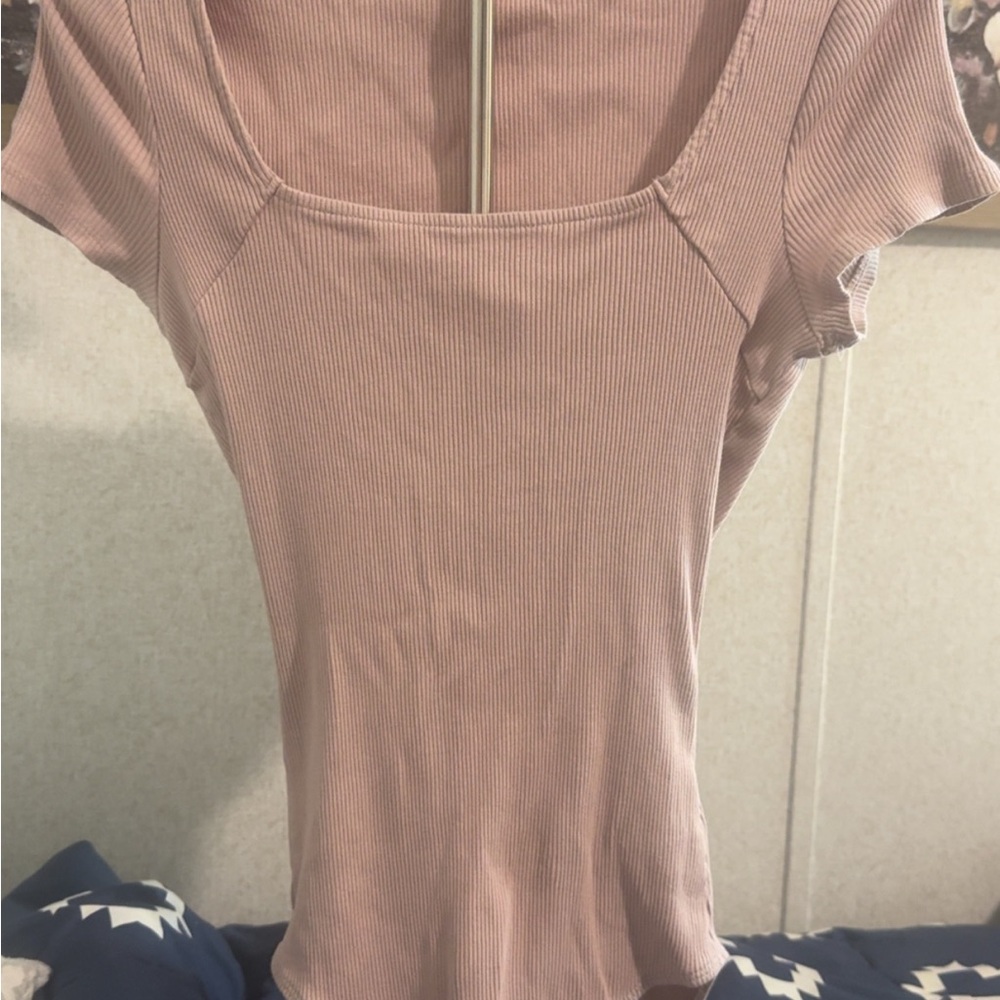 Express Pink Fitted Cap Sleeve Bodysuit